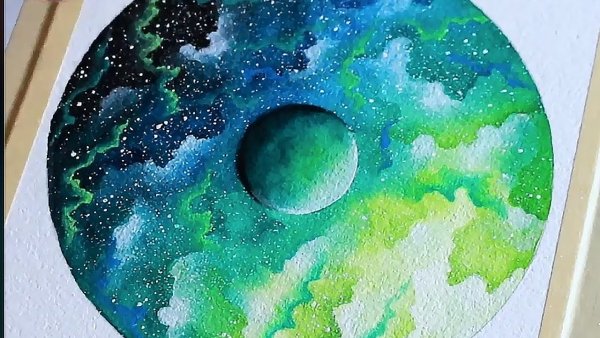 Космос акварельными красками
