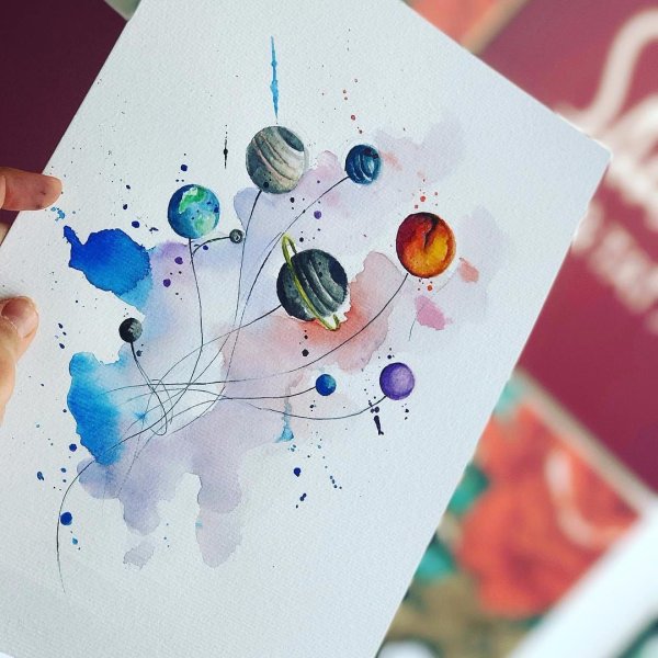 Планета земля акварелью