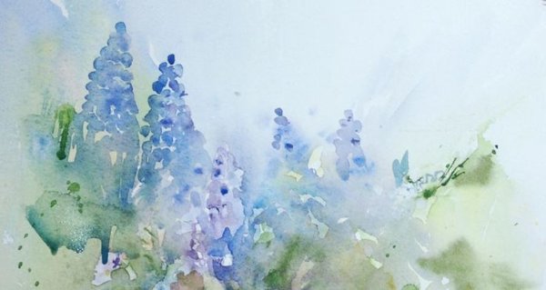 Акварель одним цветом