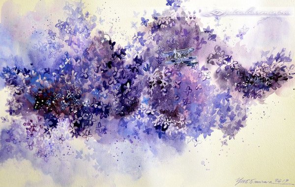 Чепурная_Олейник акварель сирень