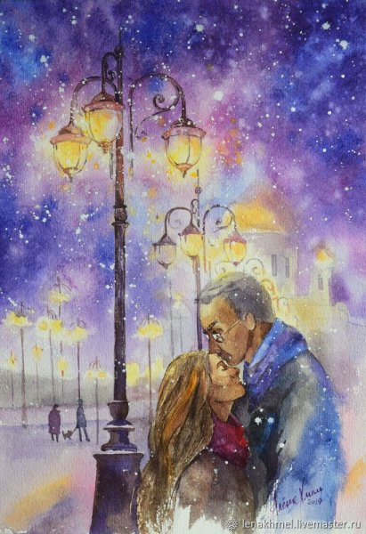 Двое акварель