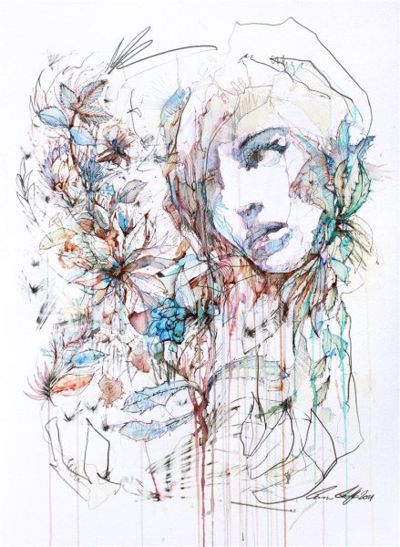 Рисование акварелью и гелевой ручкой