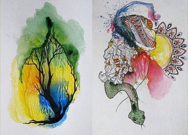 Маки акварель Графика