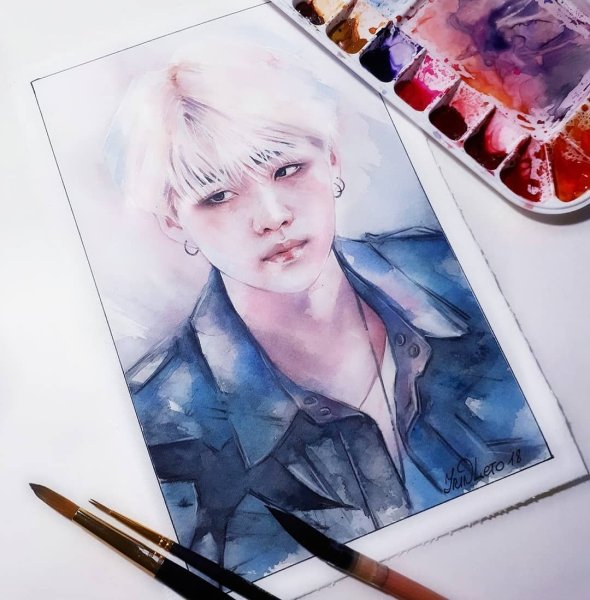 БТС акварелью Шуга