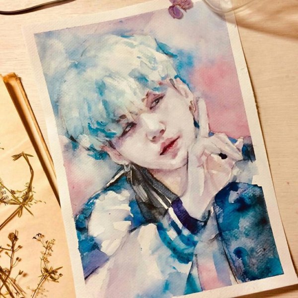 БТС акварелью Шуга