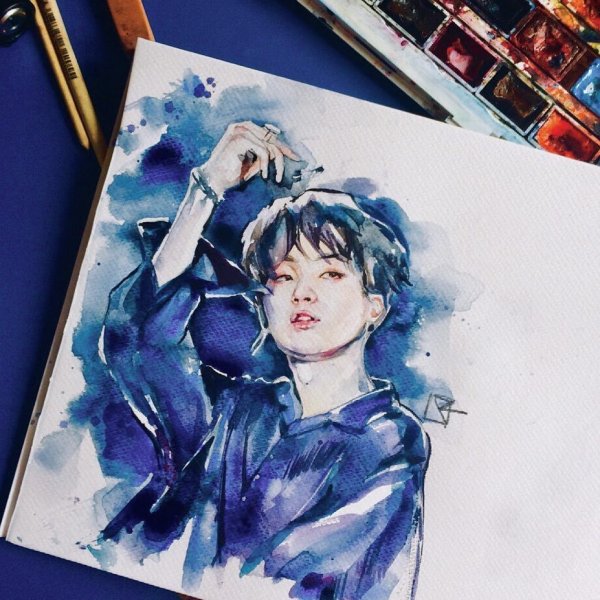 БТС акварелью Шуга