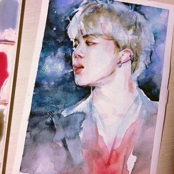 Чимин из БТС акварель