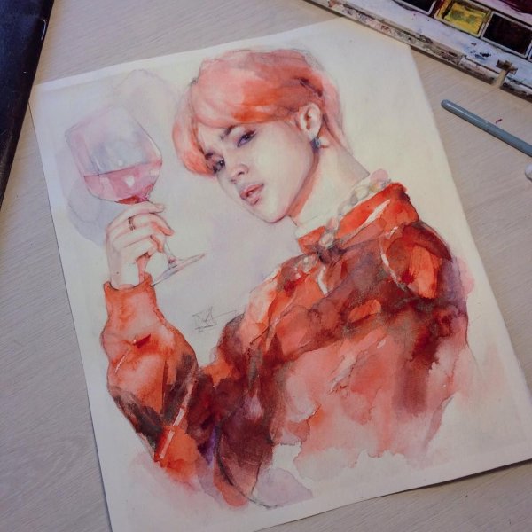 Чимин БТС акварелью