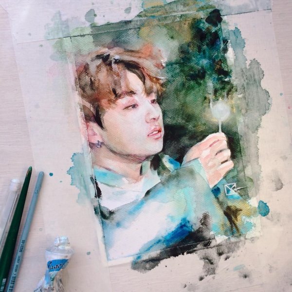 БТС акварелью Чонгук