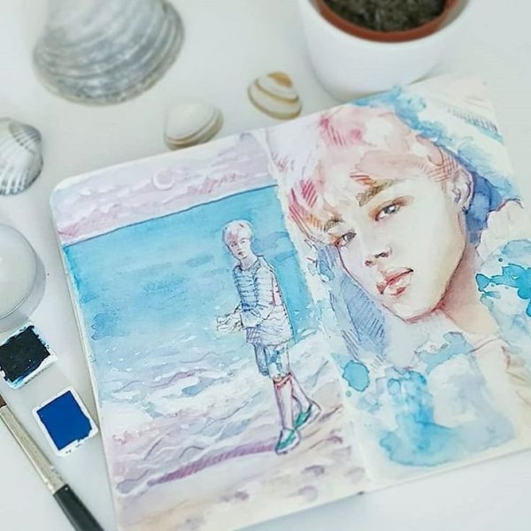 BTS арт акварель