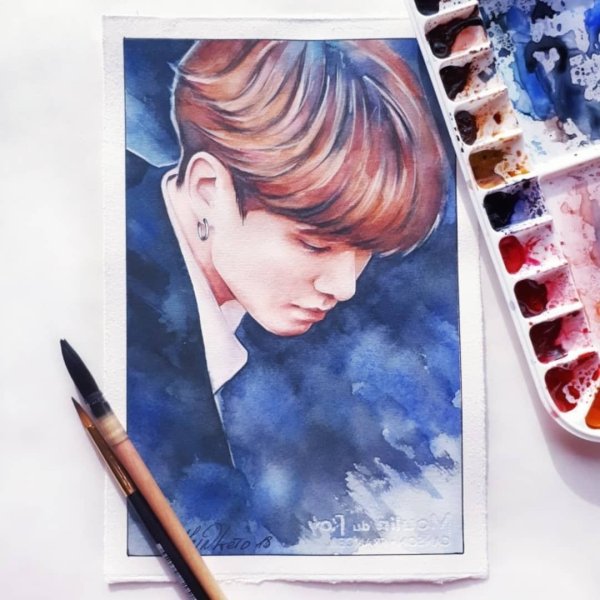 BTS арт акварель