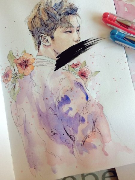 Арт БТС акварелью