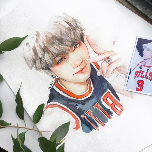 БТС портрет скетч цветной