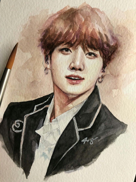 БТС акварелью Чонгук