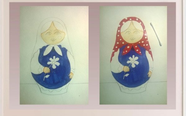 Матрешка гуашью