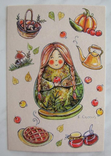 Матрешки скетч иллюстрация