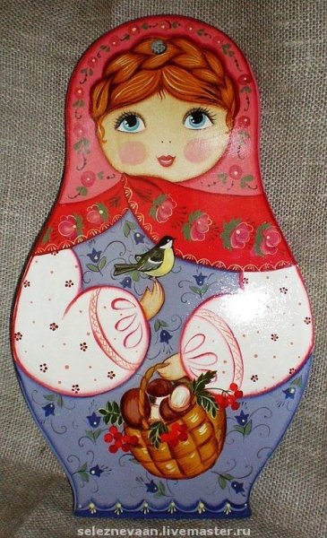 Роспись плоской матрешки