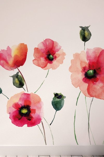 Рисование акварелью на стене