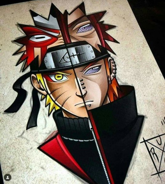 Наруто арт акварелью