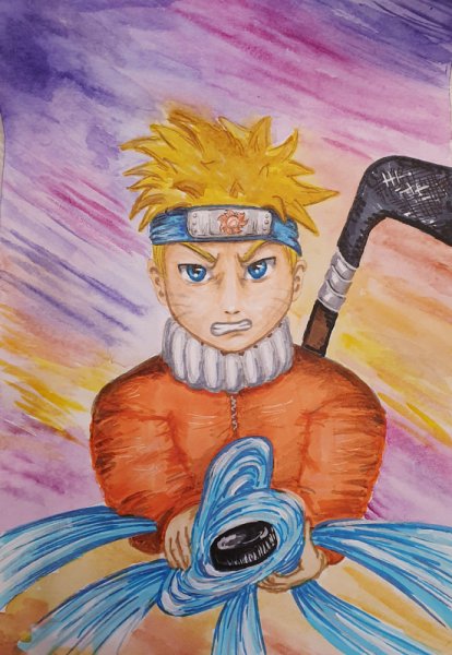Аниме Наруто акварелью