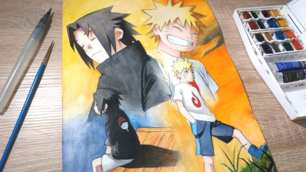 Саске акварелью