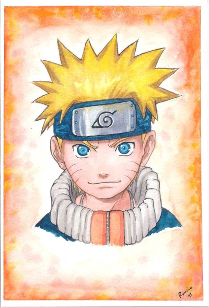 Наруто Узумаки акварелью