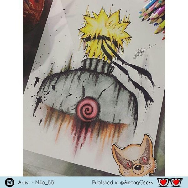 Арты Наруто карандашом цветным