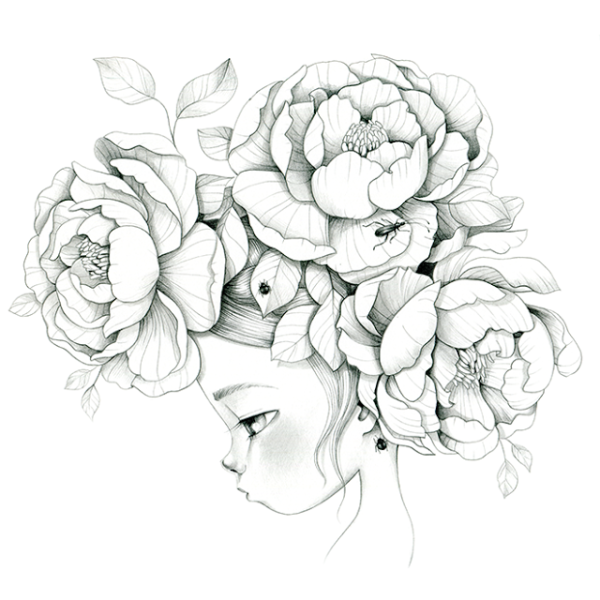 Контур розы для раскрашивания акварелью