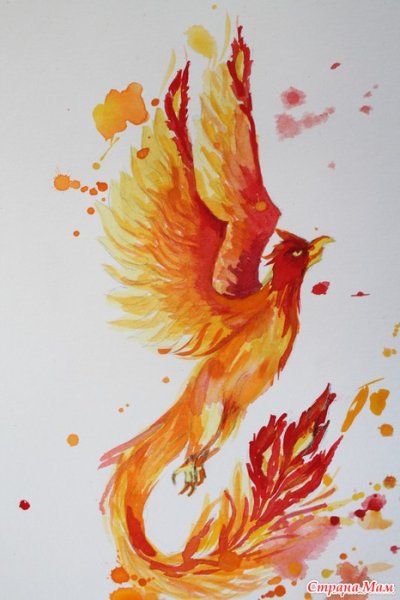 Феникс акварель