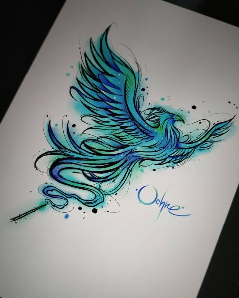 Птица Феникс маркерами