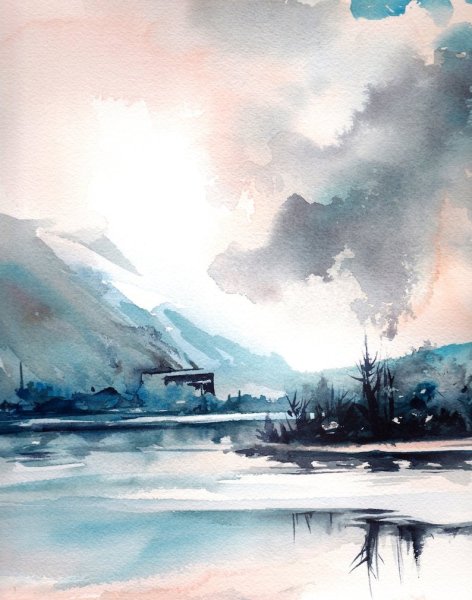 Необычные пейзажи акварелью