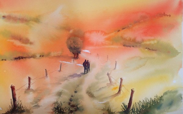 Фантастические пейзажи акварелью