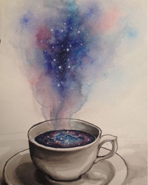 Кружка кофе акварелью