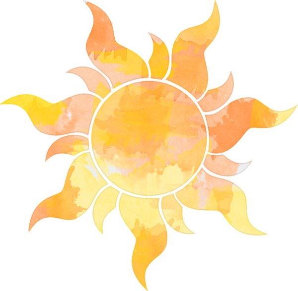 Солнце акварель вектор