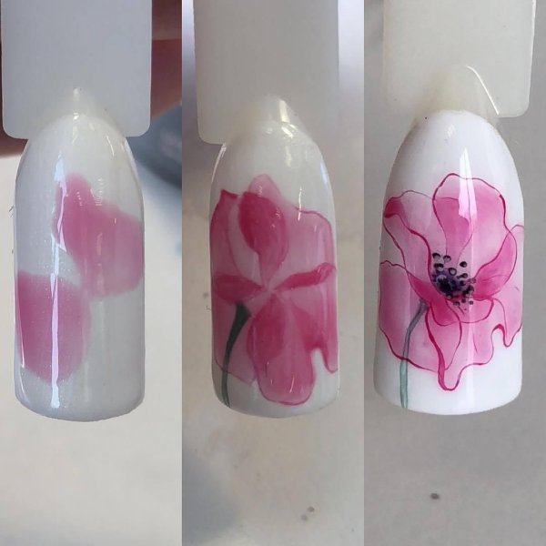 Акварель на ногтях