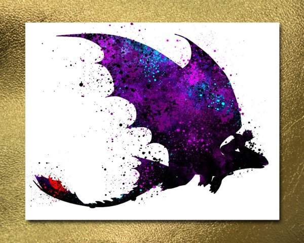 Ночная фурия акварель