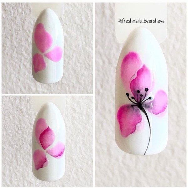 Акварель гель лаками на ногтях