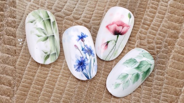 Акварель на ногтях пошагово