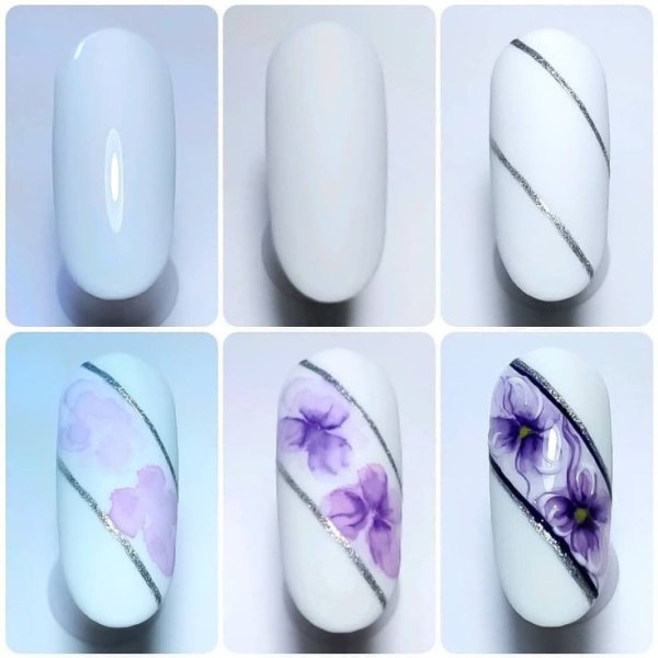 Рисование акварелью на ногтях