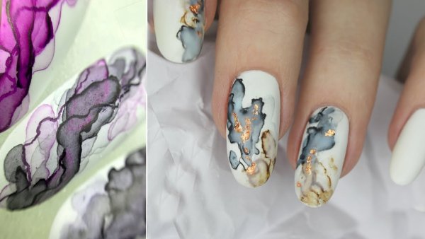 Маникюр акварельными красками для начинающих