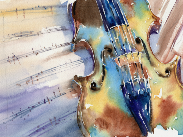 Скрипка акварель