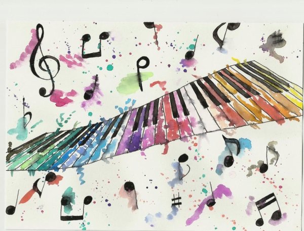 Фортепиано акварель