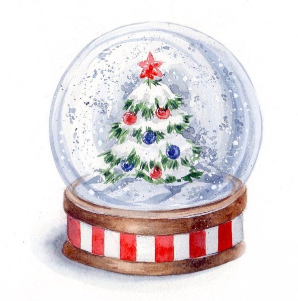 Новогодние шары акварелью