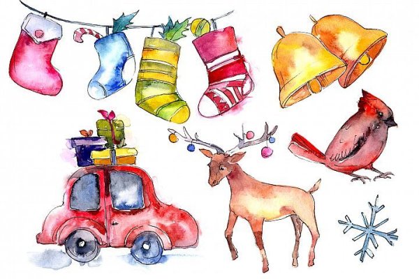 Новогодние игрушки акварель