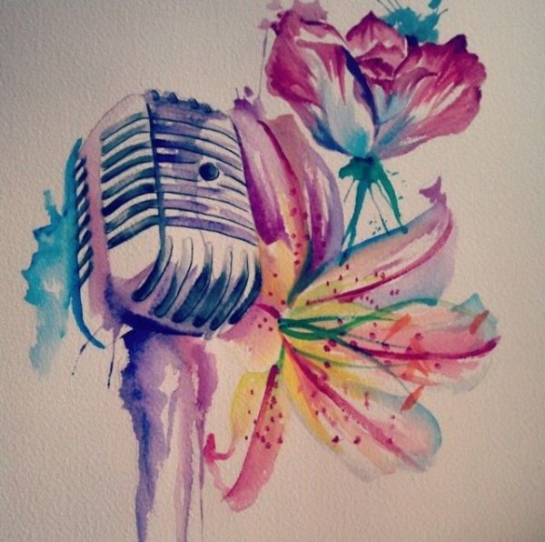 Музыкальные Акварельные рисунки