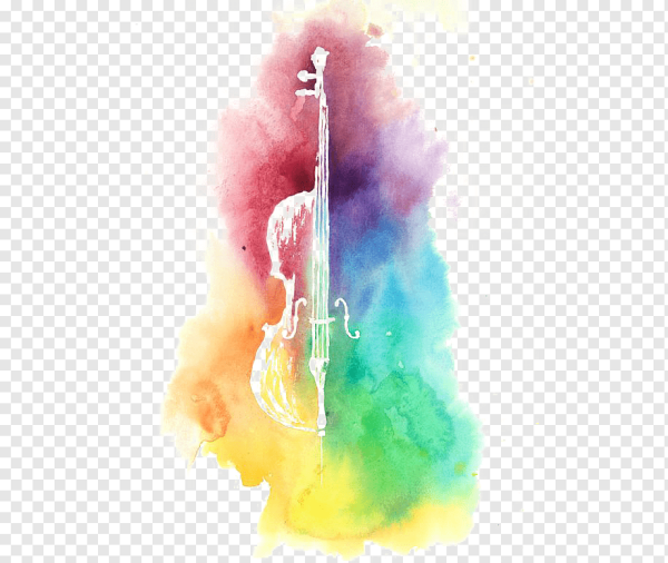 Виолончель акварель