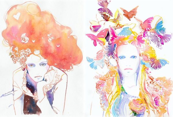 Девушка акварель