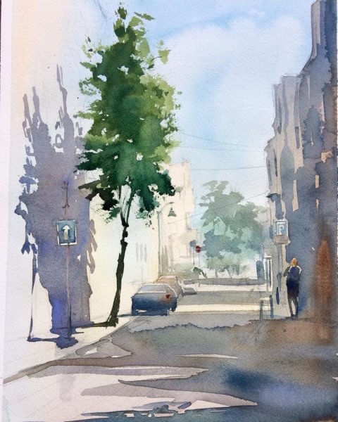 Зарисовки пейзажа акварелью