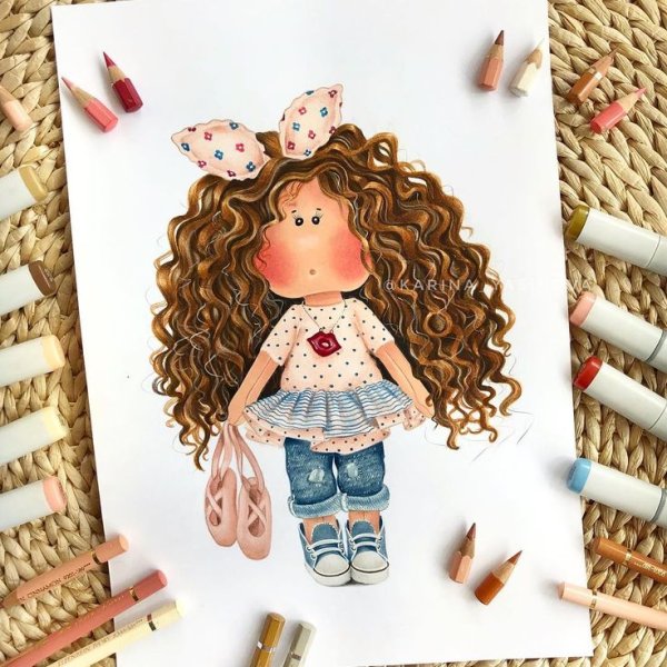 Интерьерная кукла акварель