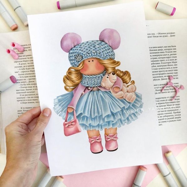 Интерьерная кукла акварель